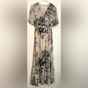 Sheer dress, floral, maxi, s